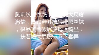 胸前纹身性感十足美女大尺度激情，高跟鞋开档吊带黑丝袜，极品美臀假屌放地上骑坐，扶着墙大屁股一下下套弄